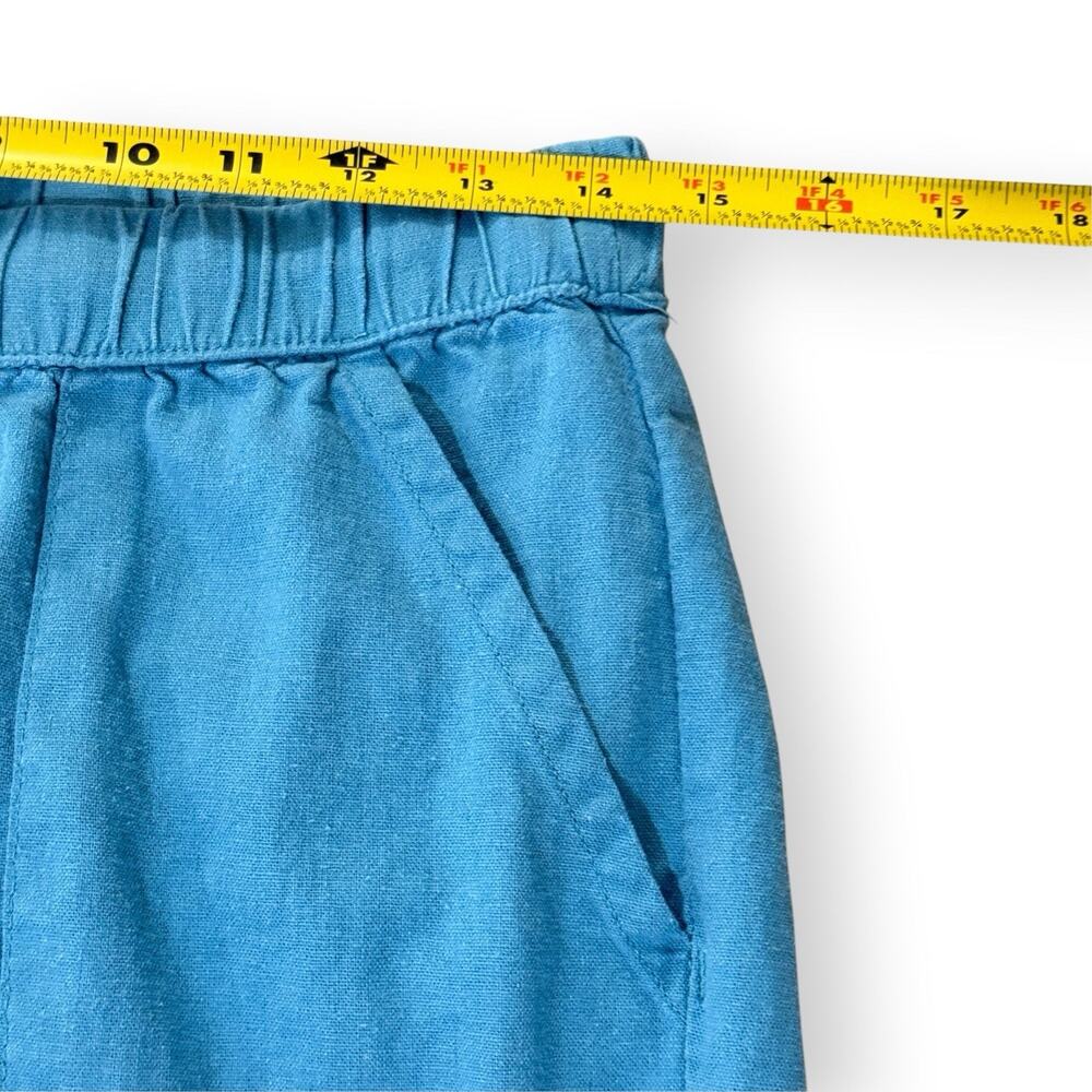 Roxy On The Seashore Pants XS Blue Linen Blend Drawstring Elastic Waist Roll Tab - Picture 8 of 10
